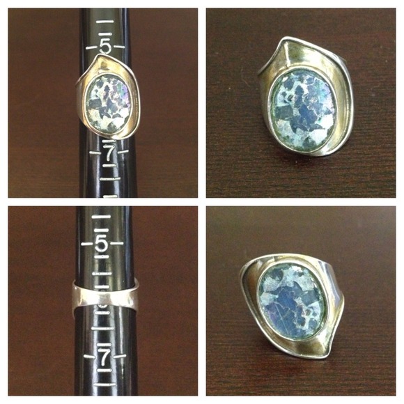 Sterling Silver Roman Glass Ring
