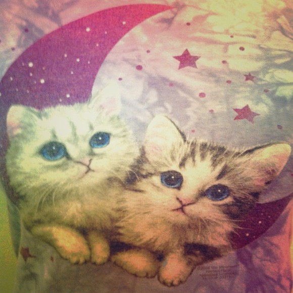 🎀SOLD🎀Purple Tye-Dye Kitten Moon Shirt