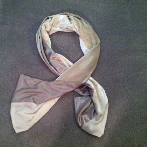 Silk and suede cream and beige scarf.