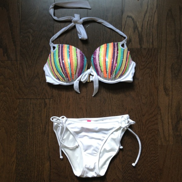 Victoria's Secret rainbow sequin Bikini Top