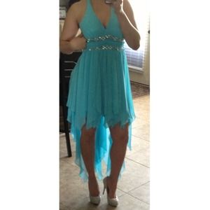 ✋❌ SOLD ON EBAY ❌✋High low aqua color prom dress