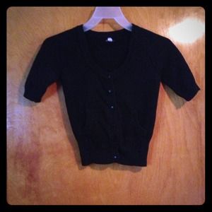Black short sleeved cover up sweater