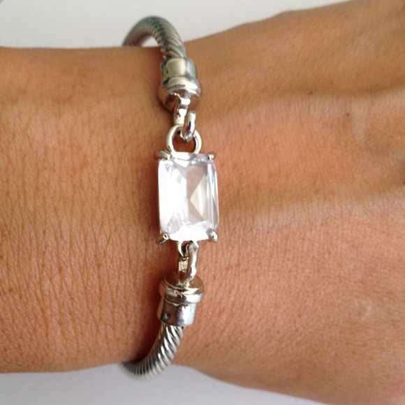 Silver/ clear cable bracelet