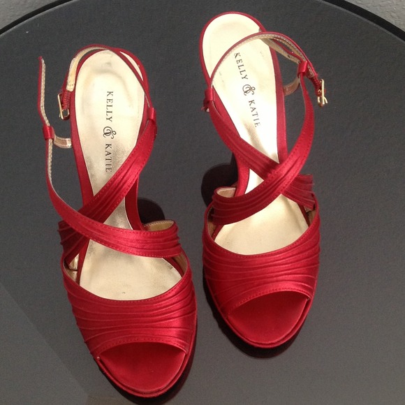 Kelly & Katie Shoes - Red Satin Shoes