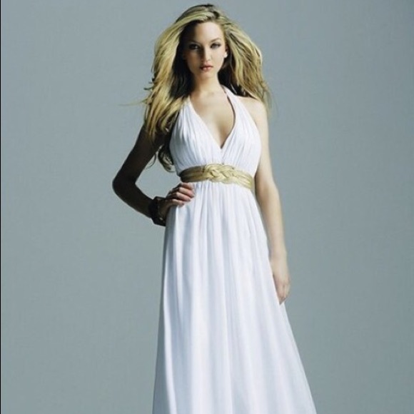 NWT! Faviana White Chiffon Dress - Picture 3 of 4
