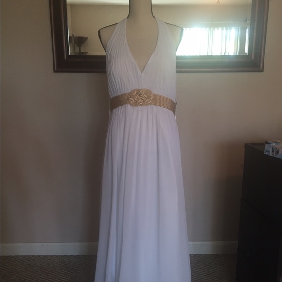 NWT! Faviana White Chiffon Dress - Picture 4 of 4