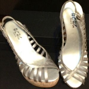 BCBG Silver Cork Wedge