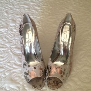 White and silver summer shoes