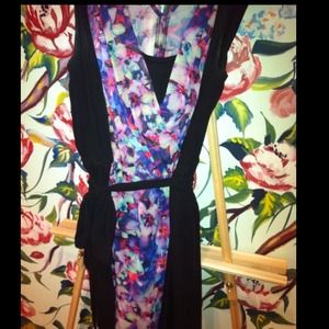 *SOLD*  Express black dress with orchid design