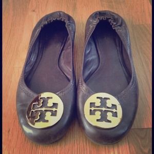 Tory Burch Brown Leather Reva Ballet Flats