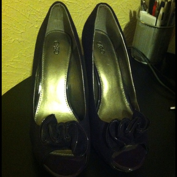 Dark Purple suede high heel pumps - Picture 4 of 4