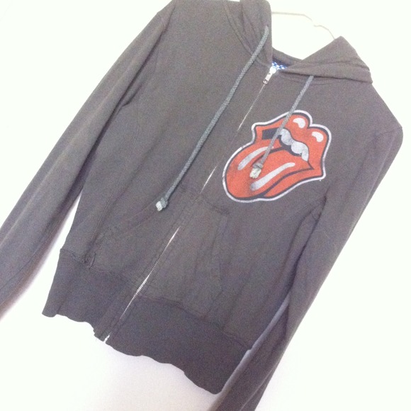 Dark Green Zip Up Rolling Stones Sweater
