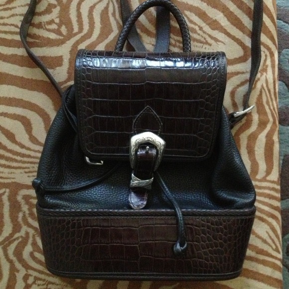 Brighton brown/black leather backpack.
