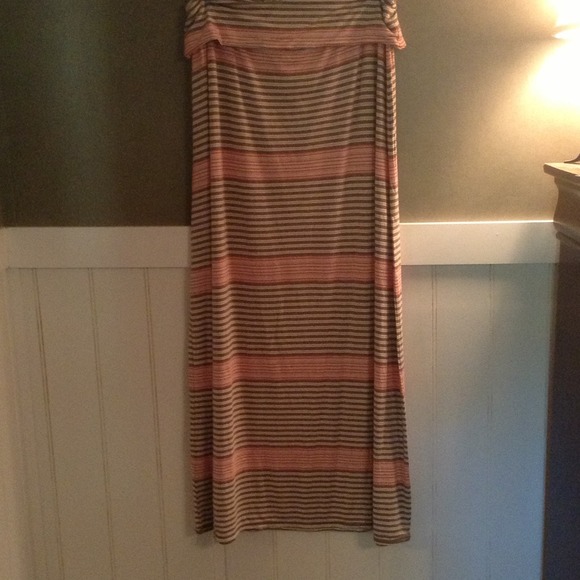 SOLD!!!!  Coral, tan and white maxi skirt.