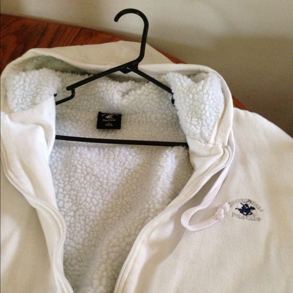 White hoodie with fleece like lining. Size L