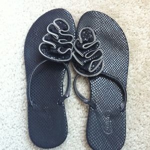 Zipper Embellished Sandals