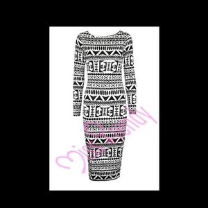 Aztec Print Body Con Dress