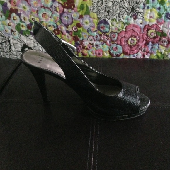 Elle open toe pump - black snakeskin print - Picture 2 of 2