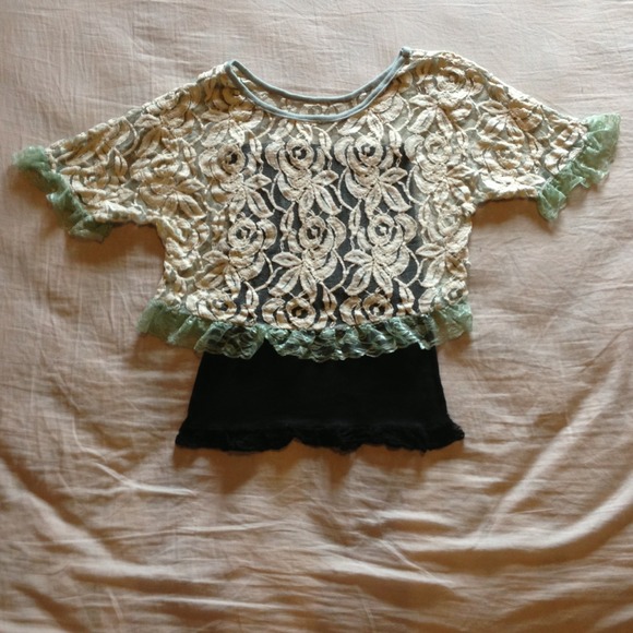 mint green lace top - Picture 1 of 4