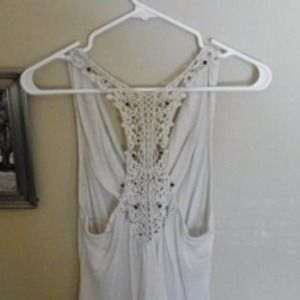 Cream top with crochet sexy T back