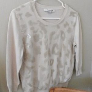 Sequined leopard print cream sweater