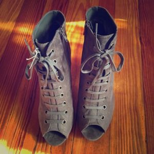 Lace open toe booties