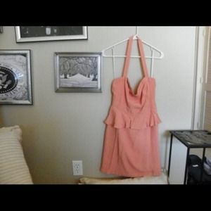 Coral halter peplum dress