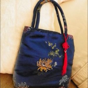 Vintage Chinese pattern blue bag