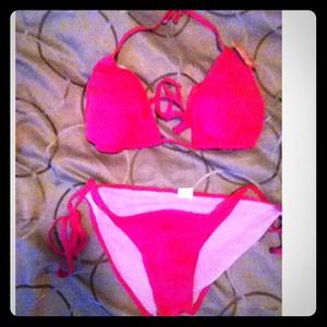 Pink two piece bathing suite
