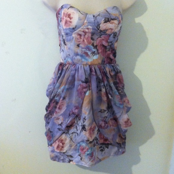Drape Floral Bandeau Dress