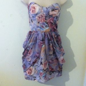 Drape Floral Bandeau Dress