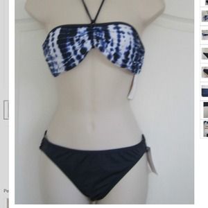 MICHAEL KORS Indigo Blue Tie Dye Bandeau Bikini