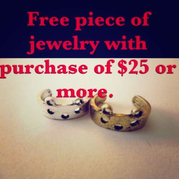Free piece of jewelry with purchase of $25+