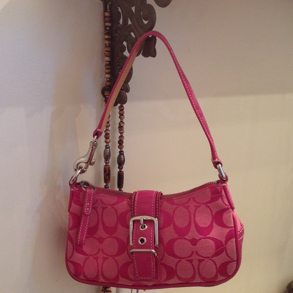 Coach Handbags - Pink Monogram Coach Evening Bag
