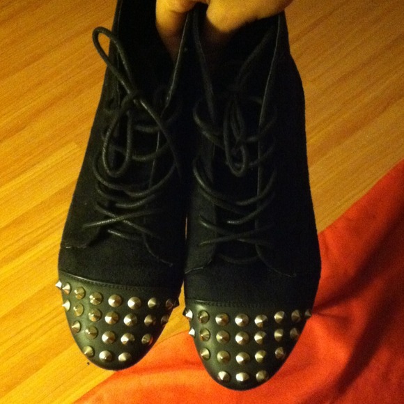 Black studded booties
