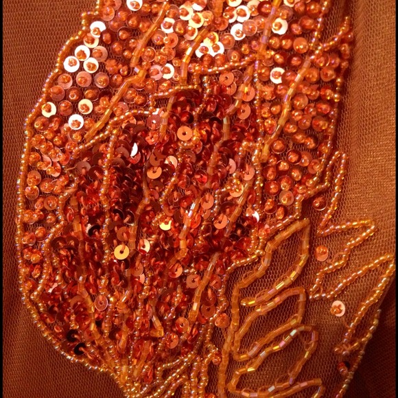 TANK TOP WITH BEADED WINGS RUST ORANGE - Picture 3 of 4