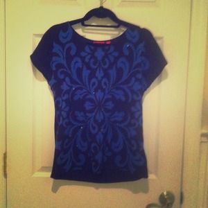 Black and blue sparkle top