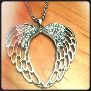 Angel wing long necklace