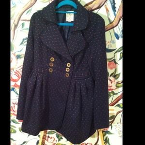 💙Navy Blue Coat with Red polka dots❤