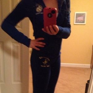 Hollister skinny sweat pants and Zip up sweater .