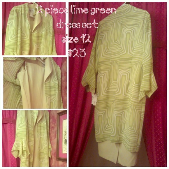 Moms closet: Two piece lime green dress set