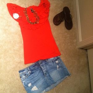 American Eagle Medium wash mini denim skirt