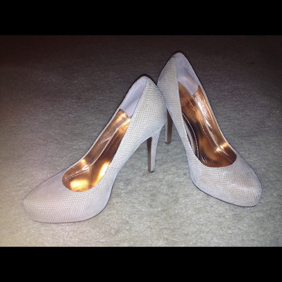 SOLD Nude Snakeskin Bebe Pumps