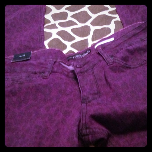 Purple leopard print hot topic skinny jeans