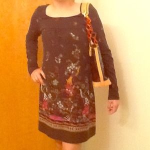 BROWN LONG SLEEVE DRESS VINTAGE STYLE