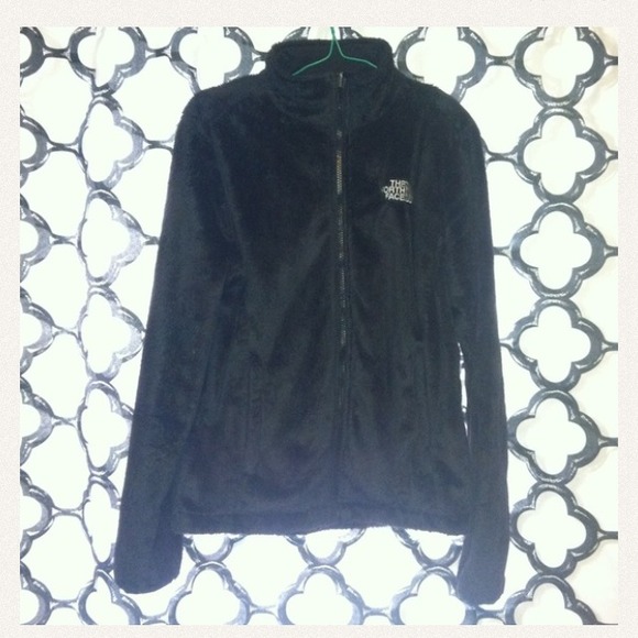 Black fuzzy northface jacket