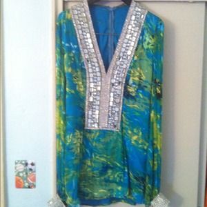 A custom made shirt dress