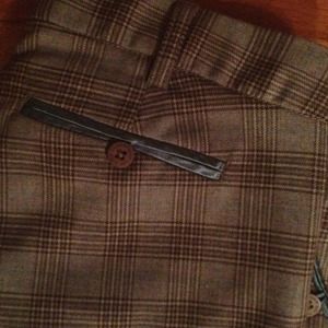 Abercrombie Fitch plaid turquoise trim ankle pants