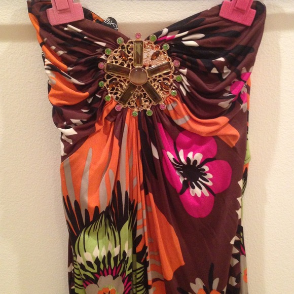 Floral Sky dress with flower medallion