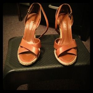 Brown wedge sandals